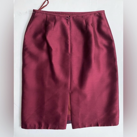 Unbranded Silk Wool Blend Pencil Skirt Burgundy Size 6P Back Zip Lined - Picture 4 of 8